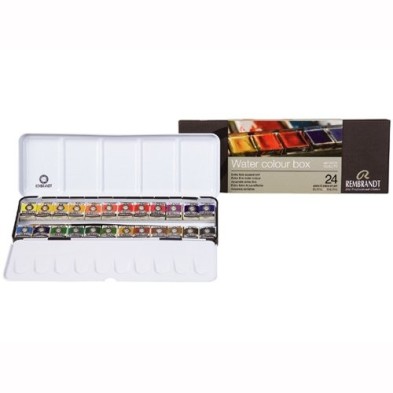 Materiais Belas Artes - Caixa de metal com 24 aquarelas Rembrandt | totenart.com\n