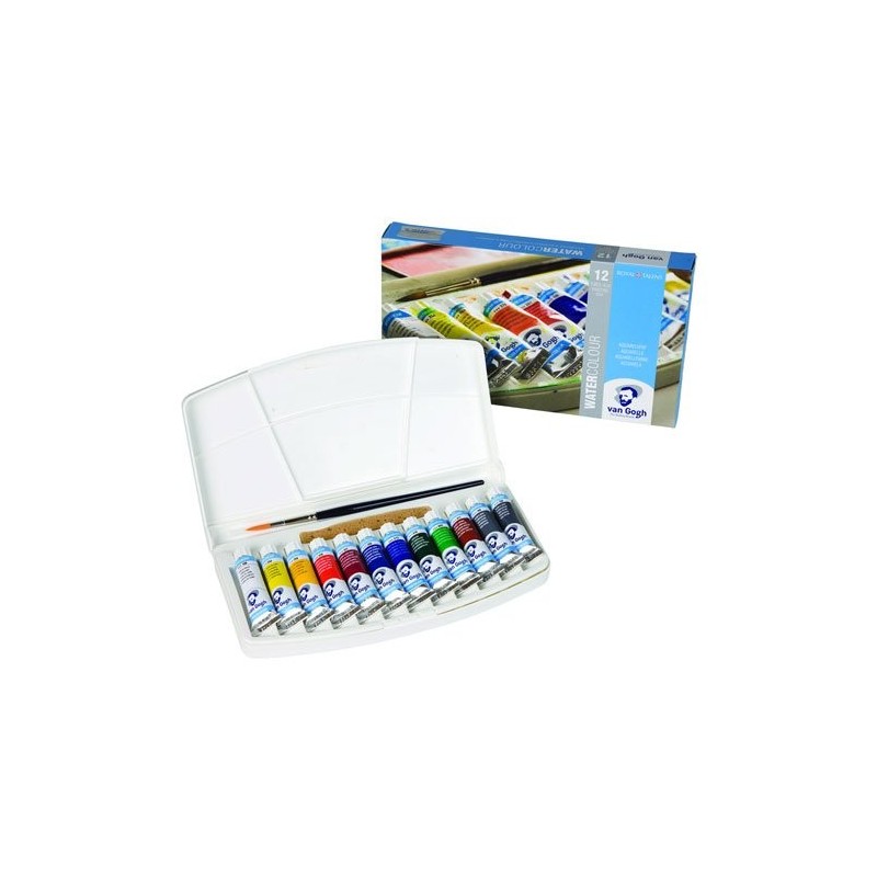 Materiais Belas Artes - Caixa com 12 tubos aquarelas Van Gogh e pincel | totenart.com\n