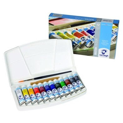 Materiais Belas Artes - Caixa com 12 tubos aquarelas Van Gogh e pincel | totenart.com\n