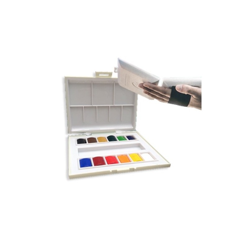 Materiais Belas Artes - Caixa com 12 aquarelas Sennelier com cinta elástica. | totenart.com\n