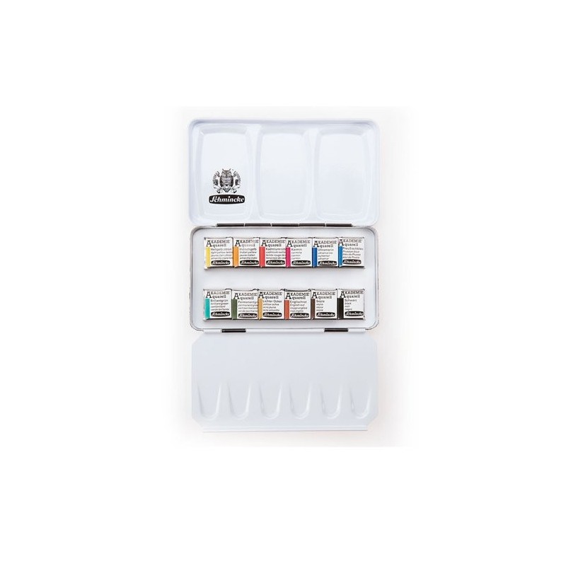 Materiais Belas Artes - Caixa 12 aquarelas Schmincke Akademie 1/2 godets | totenart.com\n