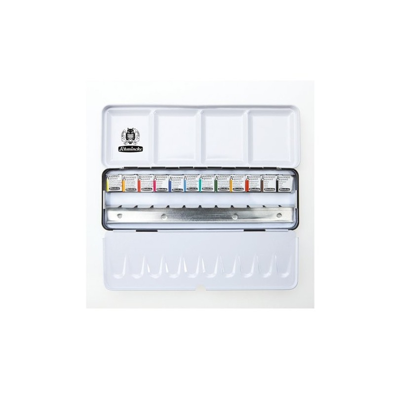 Materiais Belas Artes - Caixa 12 aquarelas Schmincke Akademie 1/2 godets (capacidade de 24) | totenart.com\n