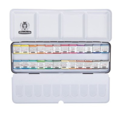 Materiais Belas Artes - Caixa metal 24 aquarelas Schmincke Horadam  1/2 Godets | totenart.com\n