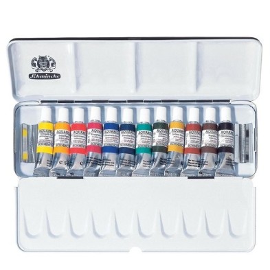 Materiais Belas Artes - Caixa metal 12 aquarelas Schmincke Horadam 5 ml | totenart.com\n