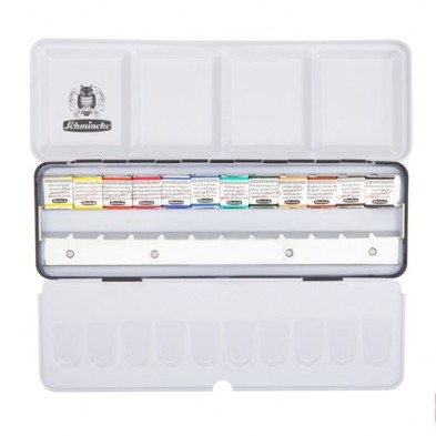 Materiais Belas Artes - Caixa 12 aquarelas Schmincke Horadam 1/2 godets (capacidade de 24) | totenart.com\n