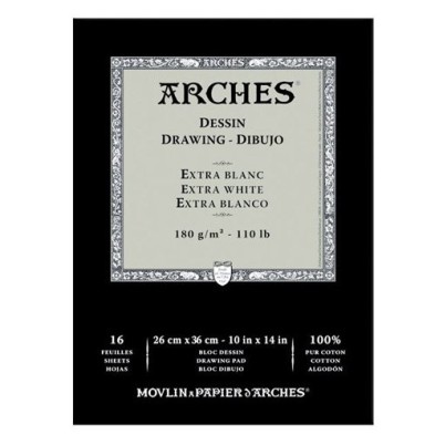 Materiais Belas Artes - Desenho Arches 180 gr, 26x36  cm, Extra Branco, bloco 16 f. | totenart.com