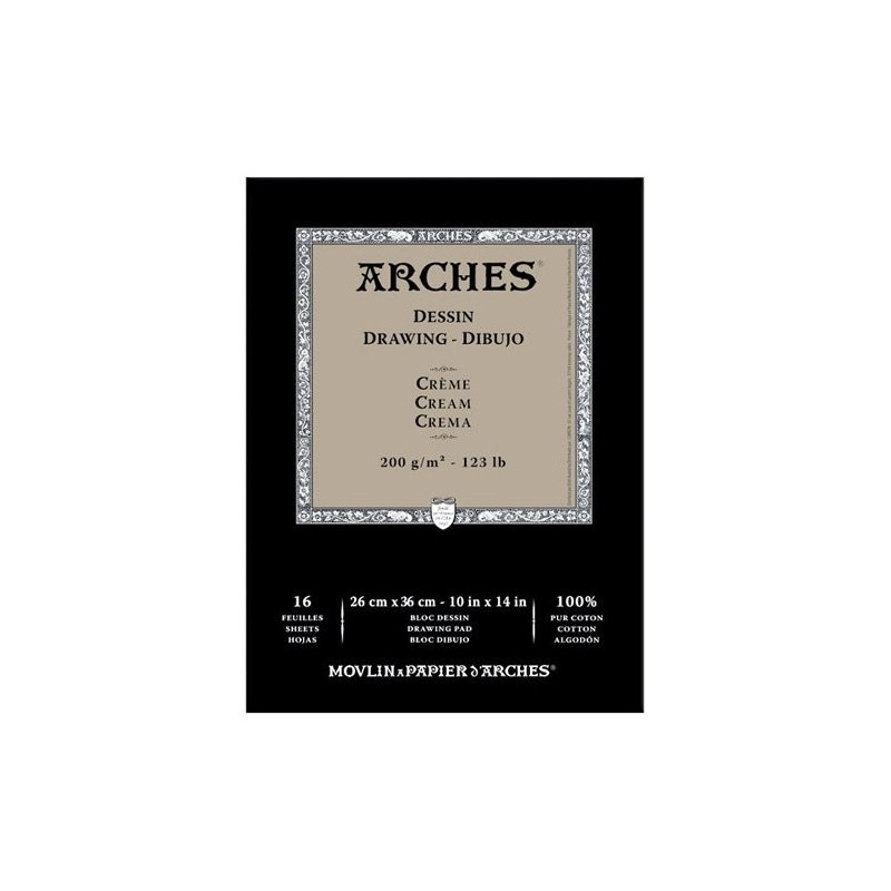 Materiais Belas Artes - Desenho Arches 200 gr, 26x36  cm, Creme, bloco 16 f. | totenart.com