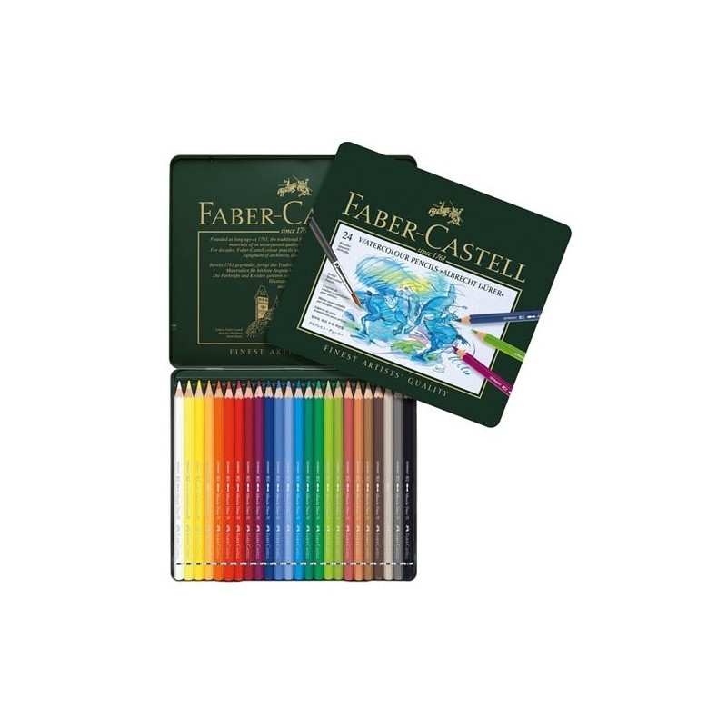 Materiais Belas Artes - Caixa metal 24 lapiz aquarelaveis Albrecht Dürer Faber-Castell  | totenart.com