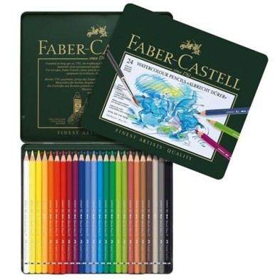 Materiais Belas Artes - Caixa metal 24 lapiz aquarelaveis Albrecht Dürer Faber-Castell  | totenart.com