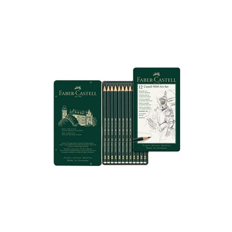 Materiais Belas Artes - Caixa metal 12 lapis grafite Castell 9000 Art Set | totenart.com