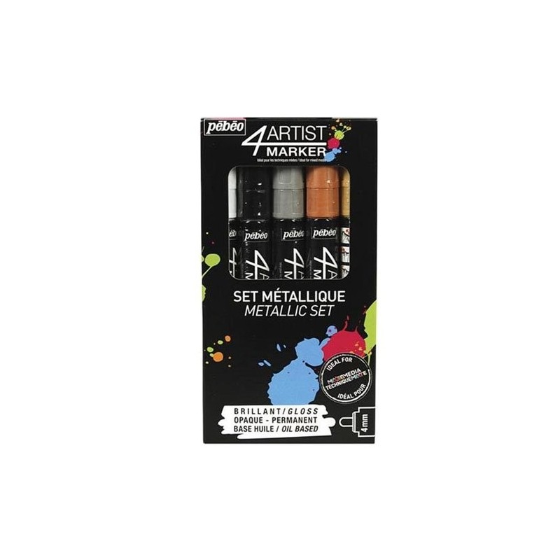 Materiais Belas Artes - Set 5 und 4Artist Marker Pebeo al Óleo 4 mm Metal | totenart.com