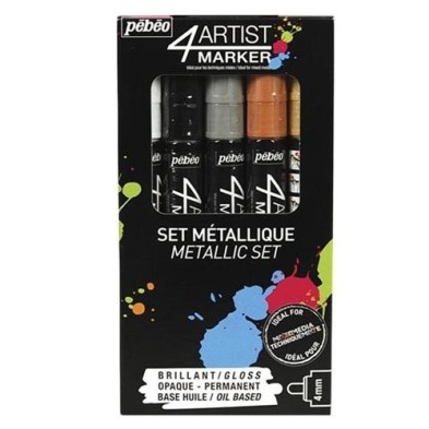 Materiais Belas Artes - Set 5 und 4Artist Marker Pebeo al Óleo 4 mm Metal | totenart.com