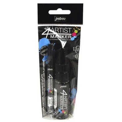 Materiais Belas Artes - Set Duo 4Artist Marker Pebeo al Óleo 2mm y 8mm Preto | totenart.com