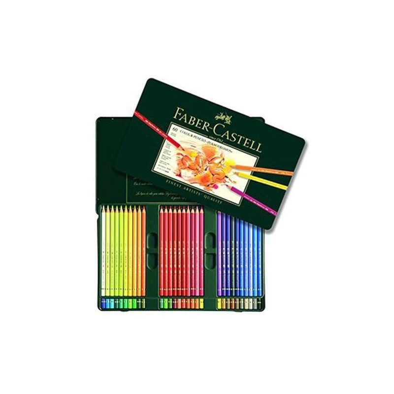 Materiais Belas Artes - Caixa metal Lápis Cor POLYCHROMO, Faber Castell (60 cores) | totenart.com