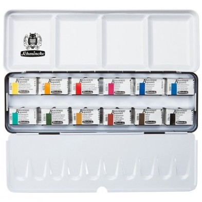 Materiais Belas Artes - Caixa 12 aquarelas Schmincke Akademie 1/1 godets | totenart.com\n