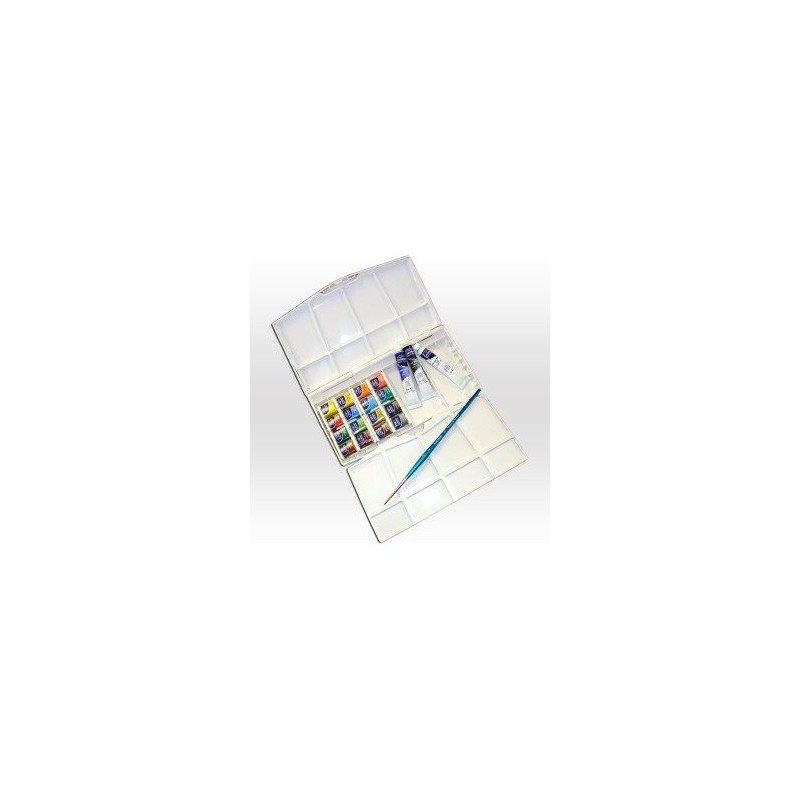 Materiais Belas Artes - Caixa aquarela cotman Winsor Newton 16 1/2 godets, 3 tubos 8 ml y 1 pincel | totenart.com\n