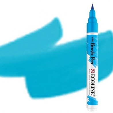Materiais Belas Artes - Marcador Aquarela Ecoline Brush Pen Azul Turquesa | totenart.com