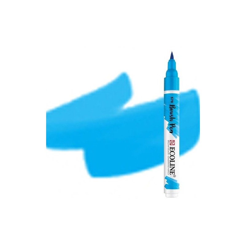 Materiais Belas Artes - Marcador Aquarela Ecoline Brush Pen Azul Celeste | totenart.com