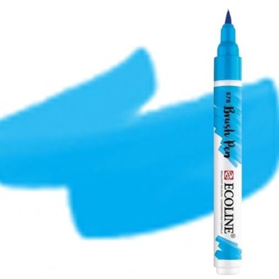 Materiais Belas Artes - Marcador Aquarela Ecoline Brush Pen Azul Celeste | totenart.com