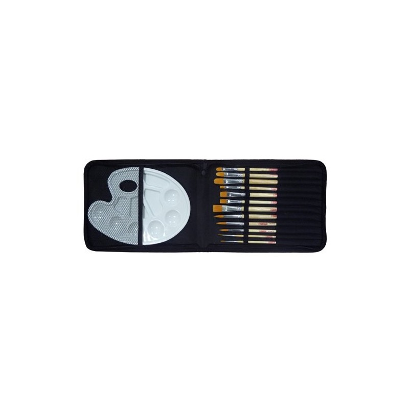 Materiais Belas Artes - Caixa Organizador 12 Escovas Curtas + palete de plástico ArtCreation | totenart.com