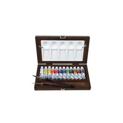 Materiais Belas Artes - Caixa madeira 12 tubos (10 ml) aquarelas Van Gogh e acessórios | totenart.com\n
