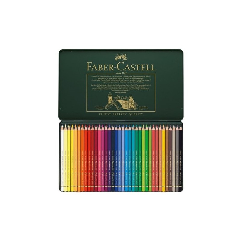 Materiais Belas Artes - Caixa metal Lápis Cor POLYCHROMO, Faber Castell (36 cores) | totenart.com