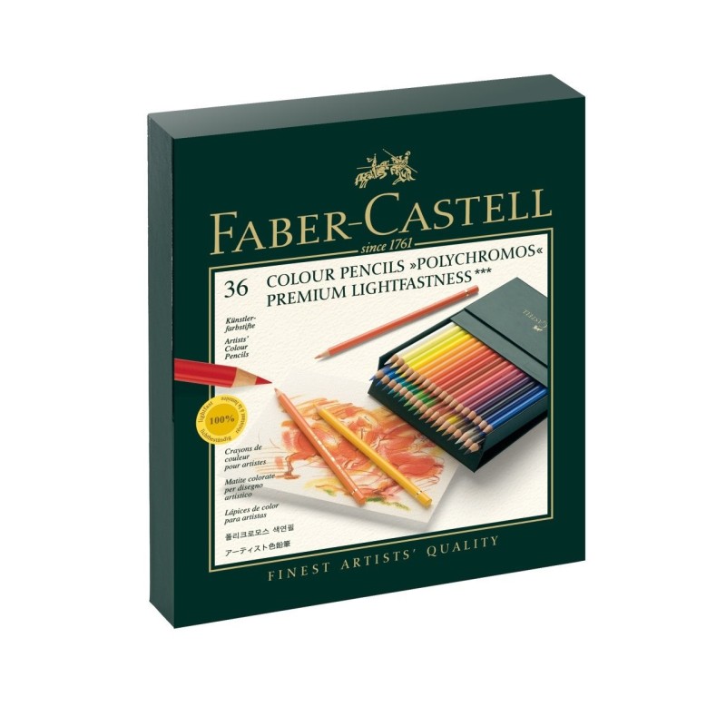 Materiais Belas Artes - Caixa de papelão lápis de cor polícromo, Faber Castell (36 cores) | totenart.com