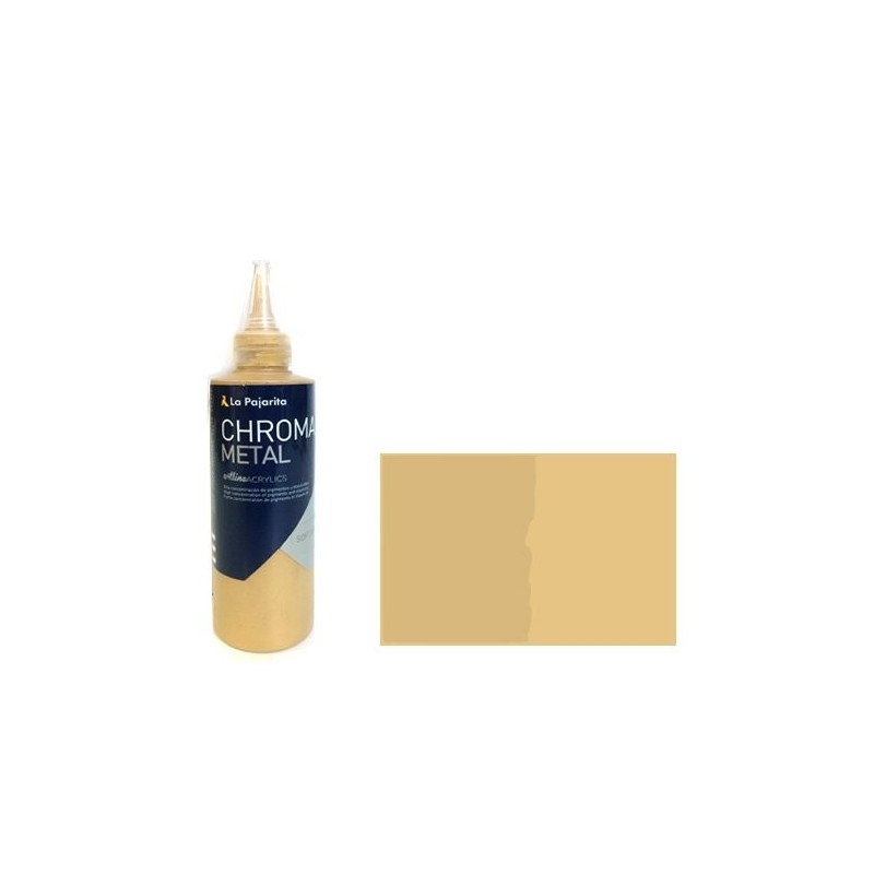 Materiais Belas Artes - Acrilico La Pajarita 01 Ouro Rico (Metalizado) Chroma Color (200 ml.) | totenart.com