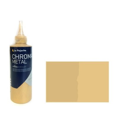 Materiais Belas Artes - Acrilico La Pajarita 01 Ouro Rico (Metalizado) Chroma Color (200 ml.) | totenart.com