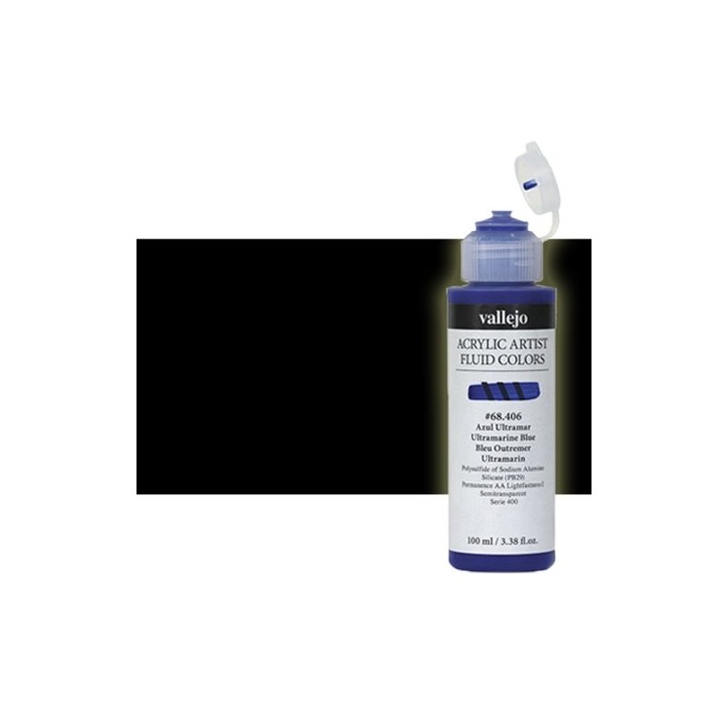 Materiais Belas Artes - Acrílico Fluido Vallejo 301, preto carbono, 100 ml. | totenart.com