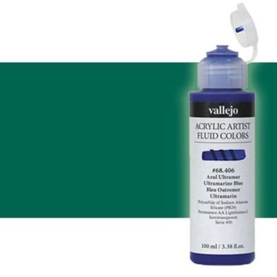 Materiais Belas Artes - Acrílico Fluido Vallejo 407, verde ftalocianina, 100 ml. | totenart.com