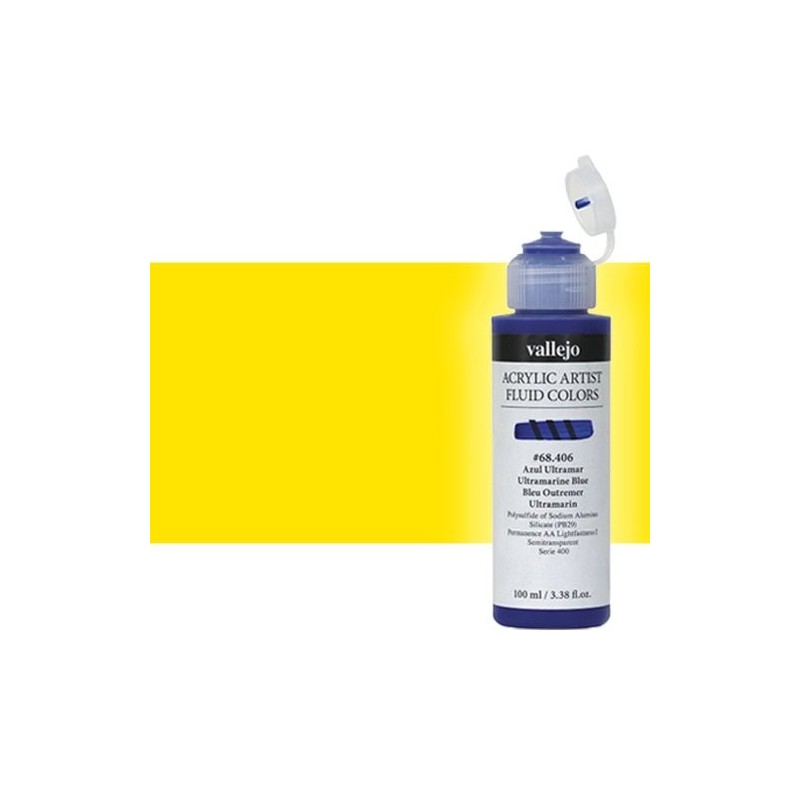 Materiais Belas Artes - Acrílico Fluido Vallejo 428, amarelo hansa opaco, 100 ml. | totenart.com
