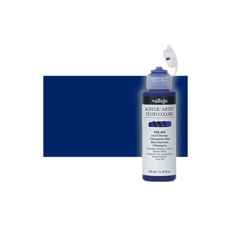 Materiais Belas Artes - Acrílico Fluido Vallejo 823, azul antraquinona, 100 ml. | totenart.com