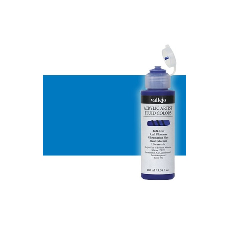 Materiais Belas Artes - Acrílico Fluido Vallejo 416, azul ciano, 100 ml. | totenart.com
