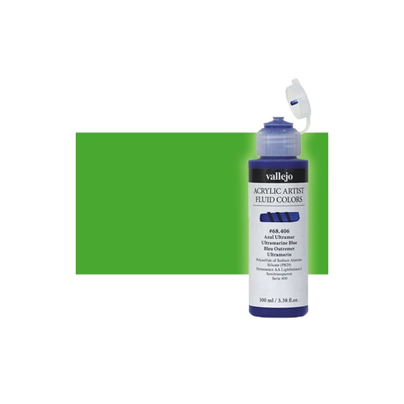 Materiais Belas Artes - Acrílico Fluido Vallejo 623, verde fluorescente, 100 ml. | totenart.com