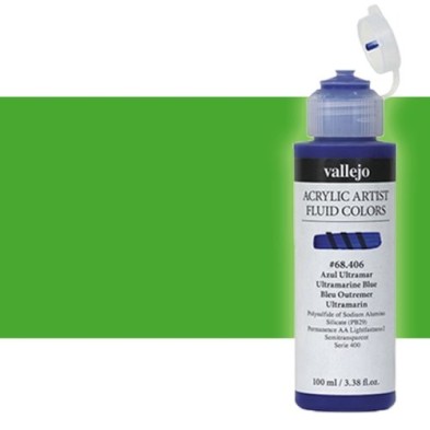 Materiais Belas Artes - Acrílico Fluido Vallejo 623, verde fluorescente, 100 ml. | totenart.com