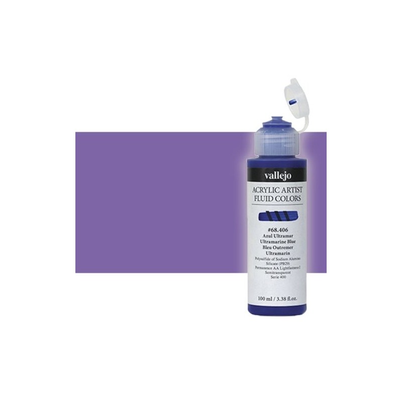 Materiais Belas Artes - Acrílico Fluido Vallejo 413, violeta ultramarino, 100 ml. | totenart.com