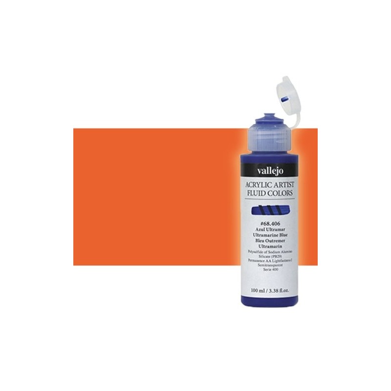Materiais Belas Artes - Acrílico Fluido Vallejo 821, laranja pirrol, 100 ml. | totenart.com