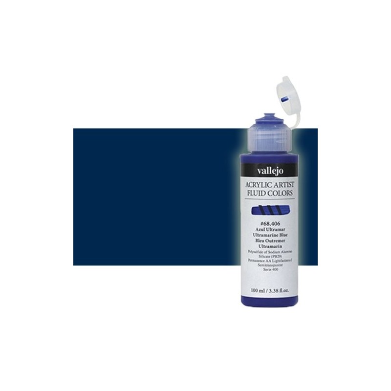 Materiais Belas Artes - Acrílico Fluido Vallejo 405, azul prussiano (tom), 100 ml. | totenart.com