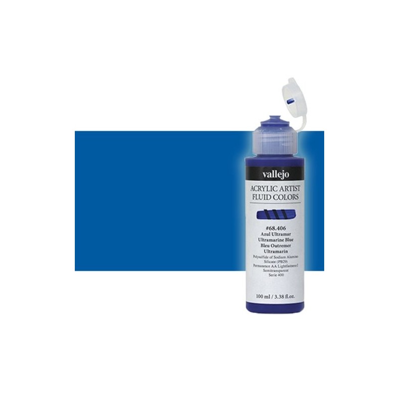 Materiais Belas Artes - Acrílico Fluido Vallejo 404, azul ftalocianina, 100 ml. | totenart.com