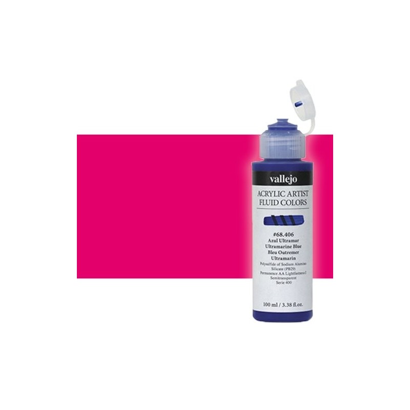 Materiais Belas Artes - Acrílico Fluido Vallejo 620, rosa fluorescente, 100 ml. | totenart.com