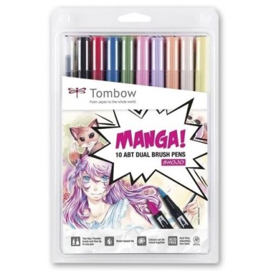 Materiais Belas Artes - Marcador Dual Brush Tombow, Set de 10 Cores Manga Shojo | totenart.com