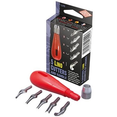 Materiais Belas Artes - Set cortador de linho Essdee, com cabo e 5 penas | totenart.com