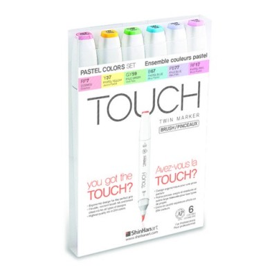 Materiais Belas Artes - TOUCH TWIN 6 brush marker set cores pastel | totenart.com
