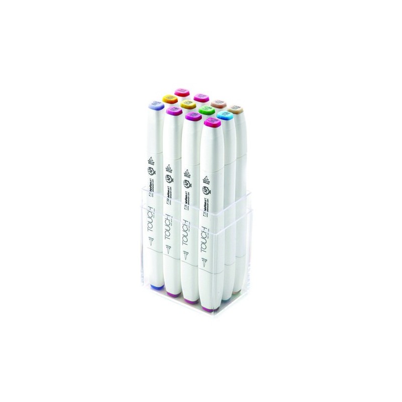 Materiais Belas Artes - TOUCH TWIN 12 brush marker set cores pastel | totenart.com