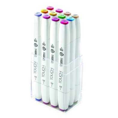 Materiais Belas Artes - TOUCH TWIN 12 brush marker set cores pastel | totenart.com