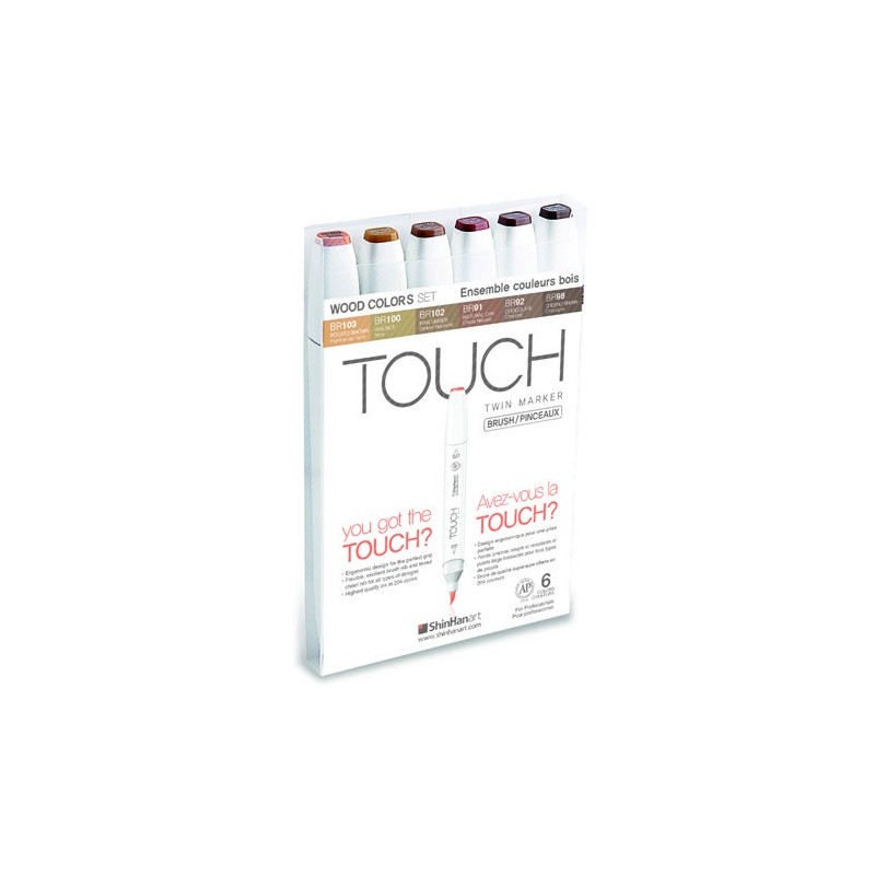 Materiais Belas Artes - TOUCH TWIN 6 brush marker set cores madeira | totenart.com