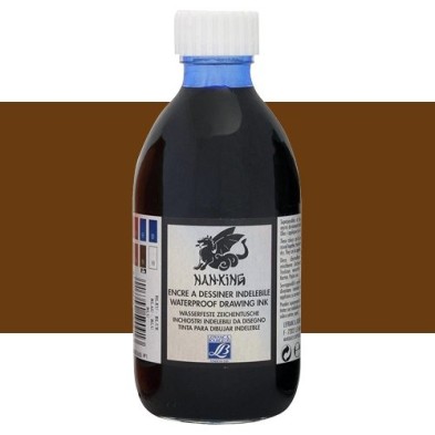 Tinta Chinesa desenho Drawing Ink Marrom Claro Lefranc, 250 ml.