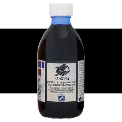 Tinta Chinesa Preta, Lefranc, frasco 250 ml.
