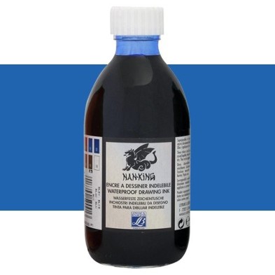 Tinta Chinesa desenho Drawing Ink Azul Cobalto Lefranc, 250 ml.